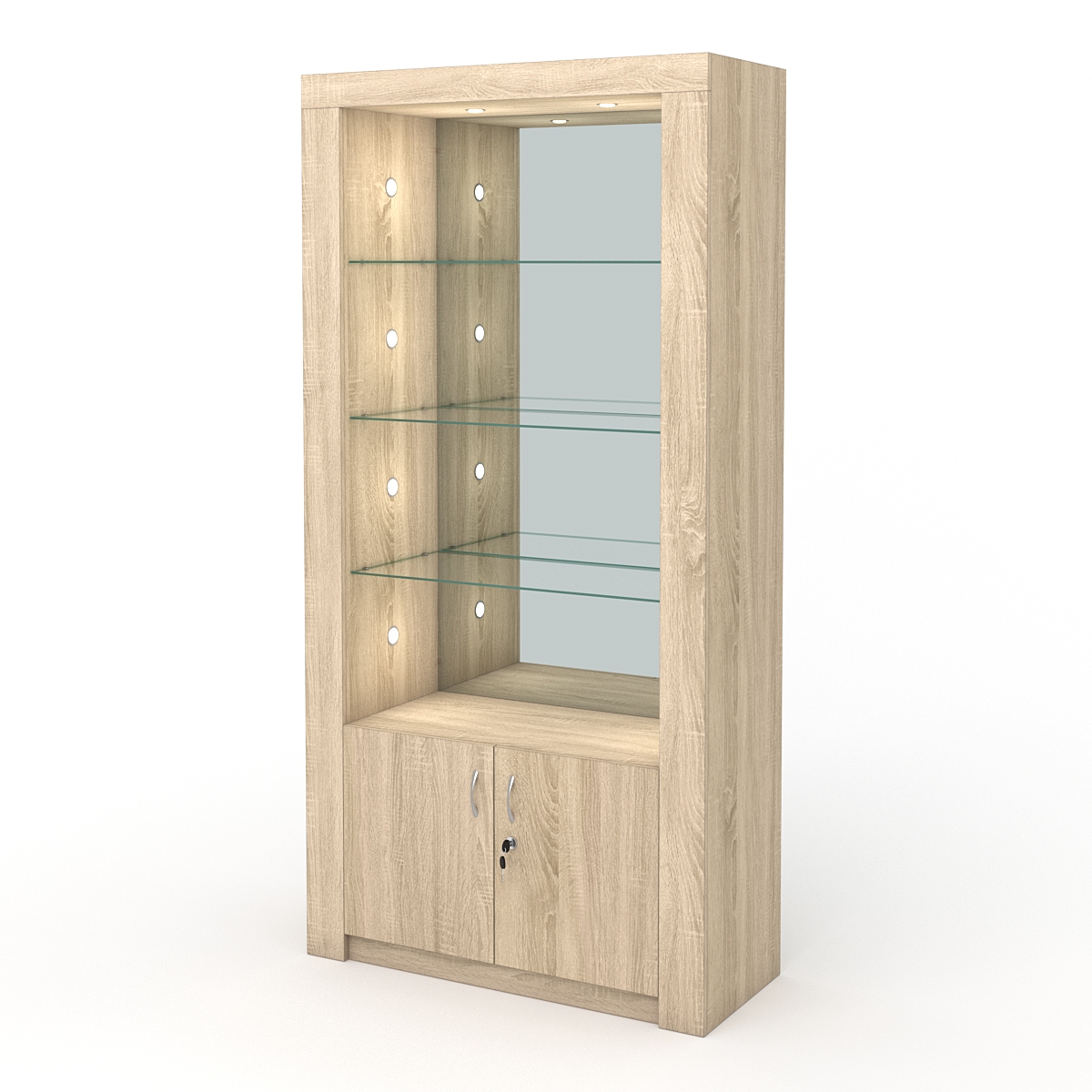 Стеллаж АФРОДИТА №3-6 (задняя стенка - зеркало), Дуб Сонома