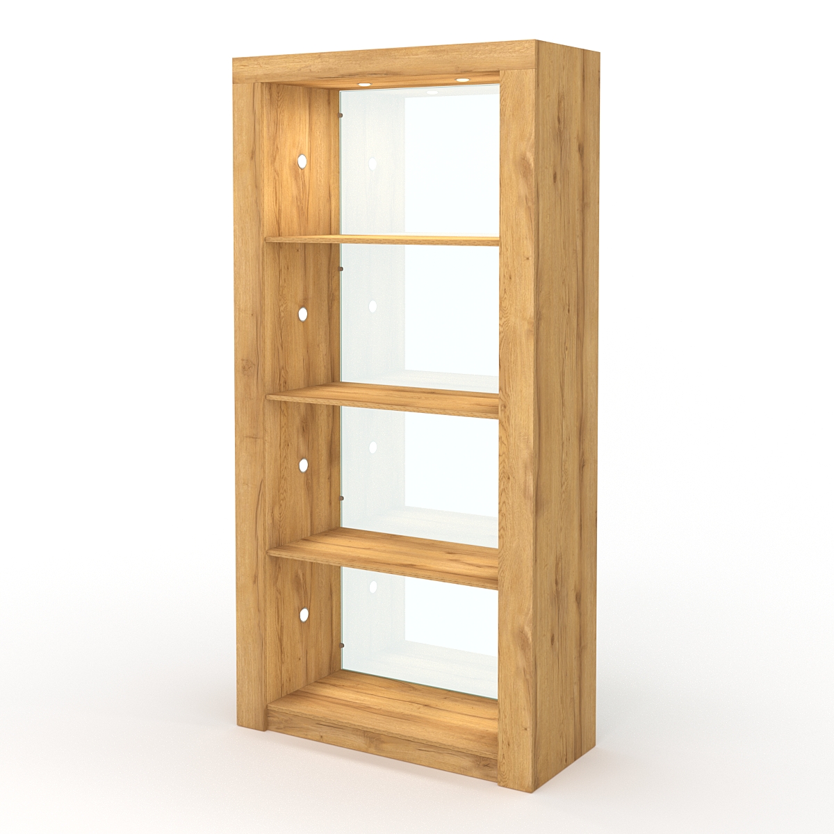 Стеллаж АФРОДИТА №4-2 (задняя стенка - стекло), Дуб Золотистый