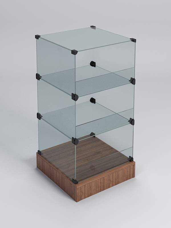 Прилавок КУБ №6-КО (без стеклянных дверок, передняя стенка - стекло), Орех