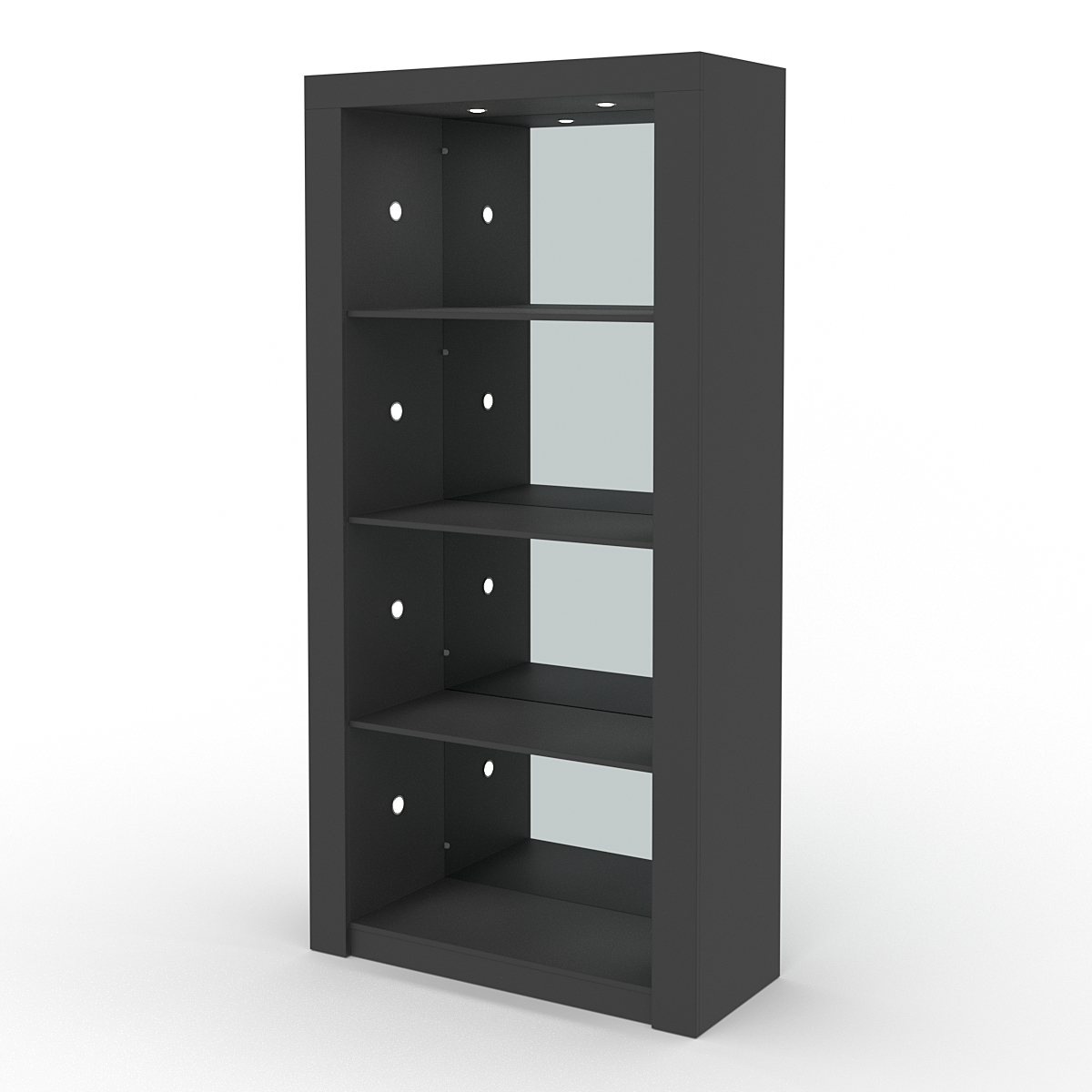 Стеллаж АФРОДИТА №4-3 (задняя стенка - зеркало), Черный