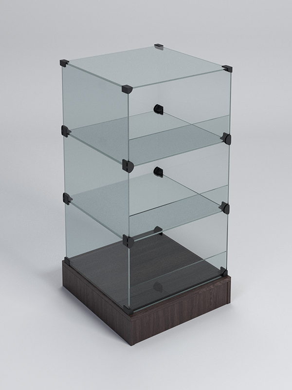 Прилавок КУБ №6-КО (без стеклянных дверок, передняя стенка - стекло), Дуб Венге