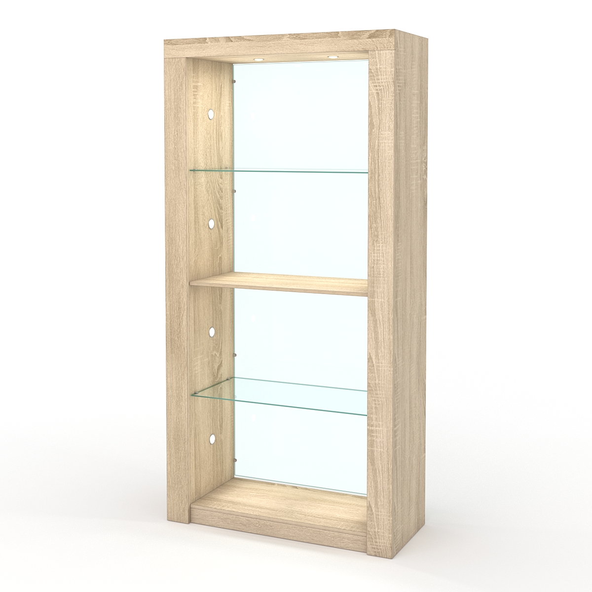 Стеллаж АФРОДИТА №4-5 (задняя стенка - стекло), Дуб Сонома