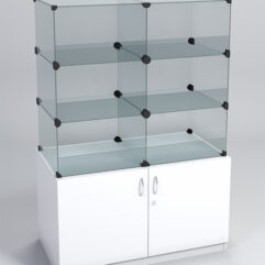 Прилавок КУБ №1-КО (без стеклянных дверок, передняя стенка - стекло), Белый