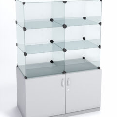 Прилавок КУБ №1-КО (без стеклянных дверок, передняя стенка - стекло), Серый