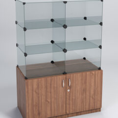 Прилавок КУБ №1-КО (без стеклянных дверок, передняя стенка - стекло), Орех