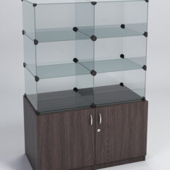 Прилавок КУБ №1-КО (без стеклянных дверок, передняя стенка - стекло), Дуб Венге