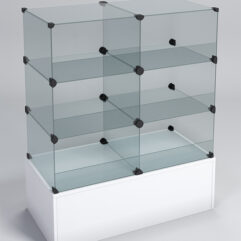 Прилавок КУБ №3-КО (без стеклянных дверок, передняя стенка - стекло), Белый