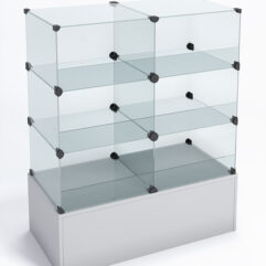 Прилавок КУБ №3-КО (без стеклянных дверок, передняя стенка - стекло), Серый