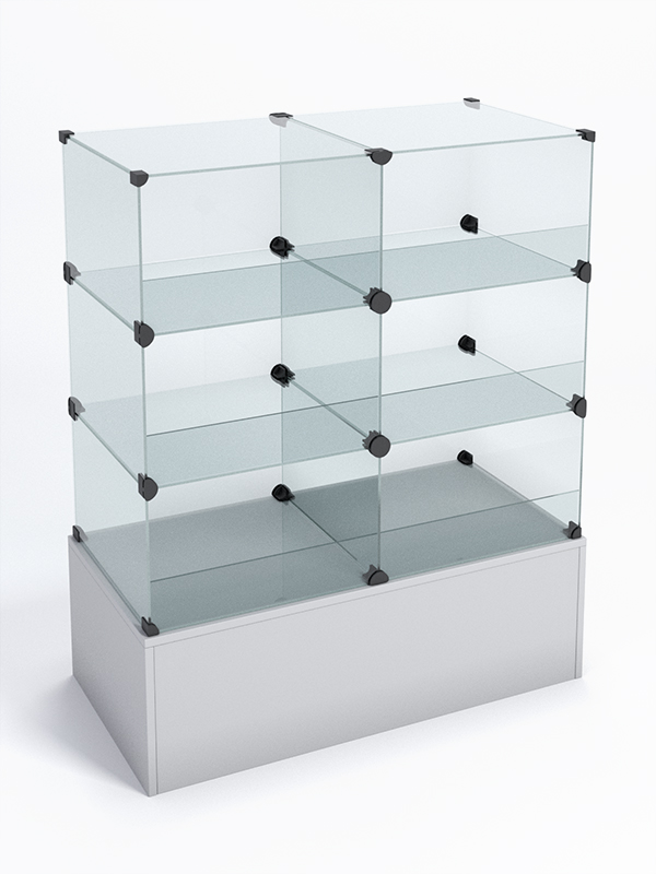 Прилавок КУБ №3-КО (без стеклянных дверок, передняя стенка - стекло), Серый