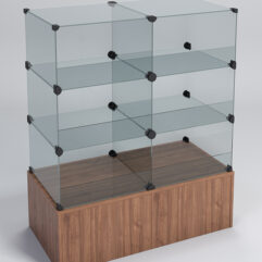 Прилавок КУБ №3-КО (без стеклянных дверок, передняя стенка - стекло), Орех