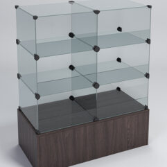 Прилавок КУБ №3-КО (без стеклянных дверок, передняя стенка - стекло), Дуб Венге