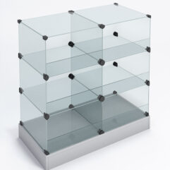 Прилавок КУБ №5-КО (без стеклянных дверок, передняя стенка - стекло), Серый