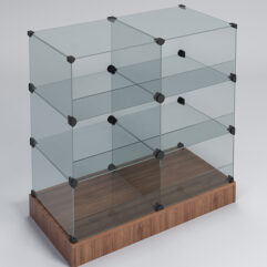 Прилавок КУБ №5-КО (без стеклянных дверок, передняя стенка - стекло), Орех