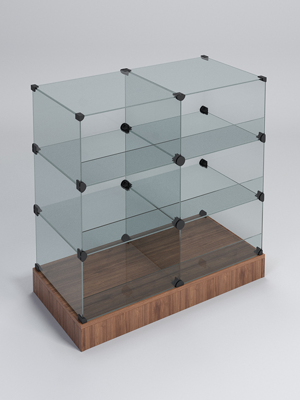 Прилавок КУБ №5-КО (без стеклянных дверок, передняя стенка - стекло), Орех