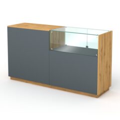 Кассовый стол КС №8-1А1С правый, Темно-серый и Дуб Золотистый