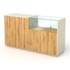 Кассовый стол КС №8-1А1С правый, Дуб Золотистый и Крем Вайс