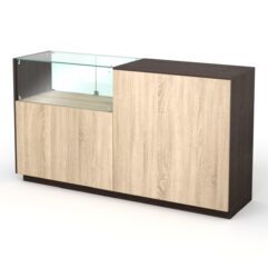 Кассовый стол КС №8-1А1С левый, Дуб Сонома + Дуб Венге