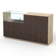 Кассовый стол КС №8-1А1С левый, Дуб Венге и Дуб Сонома