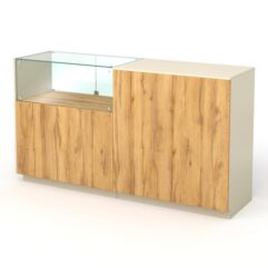 Кассовый стол КС №8-1А1С левый, Дуб Золотистый и Крем Вайс