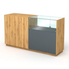 Кассовый стол КС №8-1Б1С правый, Темно-серый и Дуб Золотистый