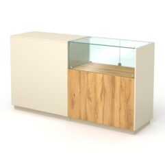 Кассовый стол КС №8-1Б1С правый, Дуб Золотистый и Крем Вайс