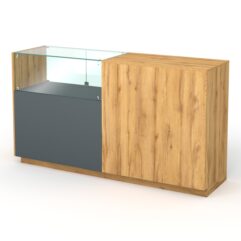 Кассовый стол КС №8-1Б1С левый, Темно-серый и Дуб Золотистый