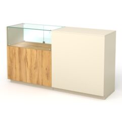 Кассовый стол КС №8-1Б1С левый, Дуб Золотистый и Крем Вайс