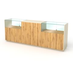 Кассовый стол КС №8-2С1А, Дуб Золотистый и Крем Вайс