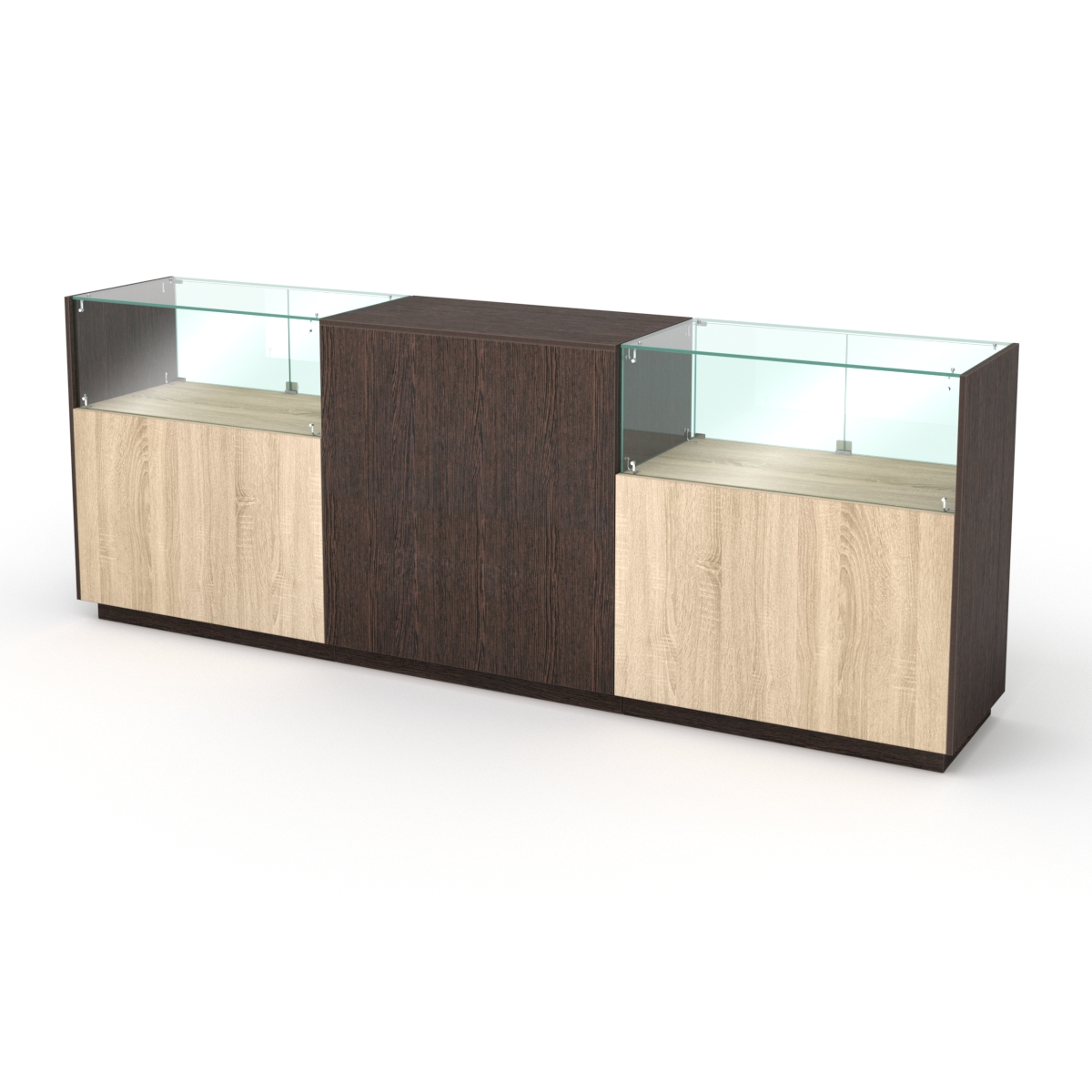 Кассовый стол КС №8-2С1Б, Дуб Венге и Дуб Сонома