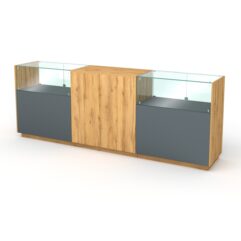 Кассовый стол КС №8-2С1Б, Темно-серый и Дуб Золотистый