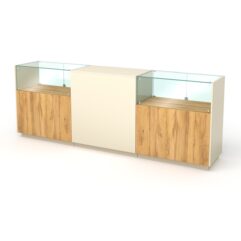 Кассовый стол КС №8-2С1Б, Дуб Золотистый и Крем Вайс