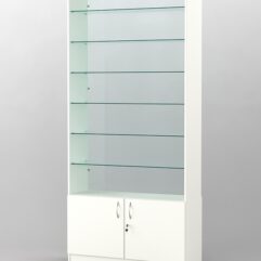 Витрина АСТРА №133 (без дверок, задняя стенка - стекло), Белый