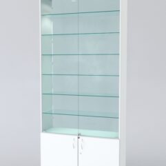 Витрина АСТРА №31 (с дверками, задняя стенка - стекло), Белый