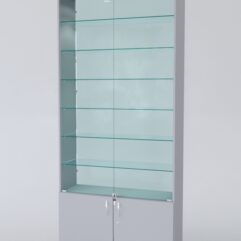 Витрина АСТРА №31 (с дверками, задняя стенка - стекло), Серый