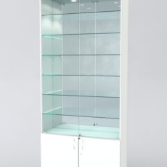 Витрина АСТРА №32 (с дверками, задняя стенка - зеркало), Белый