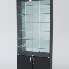 Витрина АСТРА №32 (с дверками, задняя стенка - зеркало), Черный