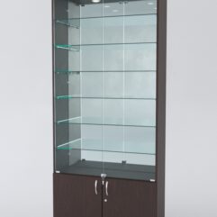 Витрина АСТРА №32 (с дверками, задняя стенка - зеркало), Дуб Венге