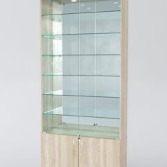 Витрина АСТРА №32 (с дверками, задняя стенка - зеркало), Дуб Сонома