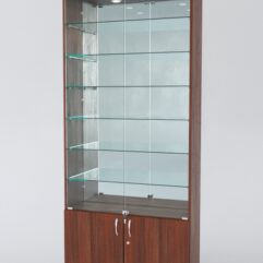 Витрина АСТРА №32 (с дверками, задняя стенка - зеркало), Орех