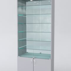 Витрина АСТРА №32 (с дверками, задняя стенка - зеркало), Серый