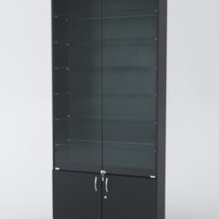 Витрина АСТРА №33-1 (с дверками, задняя стенка - ДСП), Черный