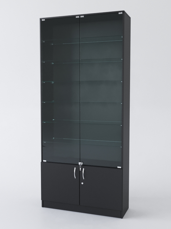 Витрина АСТРА №33-1 (с дверками, задняя стенка - ДСП), Черный