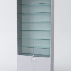 Витрина АСТРА №33-1 (с дверками, задняя стенка - ДСП), Серый