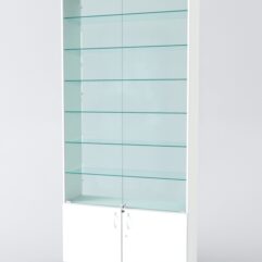 Витрина АСТРА №33 (с дверками, задняя стенка - стекло), Белый