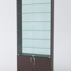 Витрина АСТРА №33 (с дверками, задняя стенка - стекло), Дуб Венге