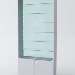 Витрина АСТРА №33 (с дверками, задняя стенка - стекло), Серый