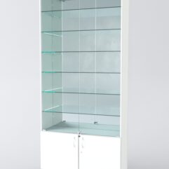 Витрина АСТРА №34 (с дверками, задняя стенка - зеркало), Белый