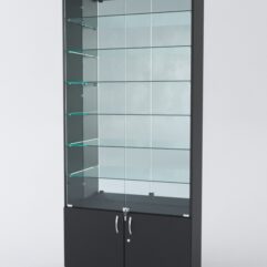 Витрина АСТРА №34 (с дверками, задняя стенка - зеркало), Черный