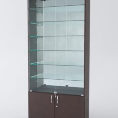 Витрина АСТРА №34 (с дверками, задняя стенка - зеркало), Дуб Венге