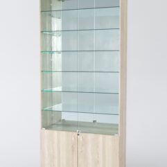 Витрина АСТРА №34 (с дверками, задняя стенка - зеркало), Дуб Сонома